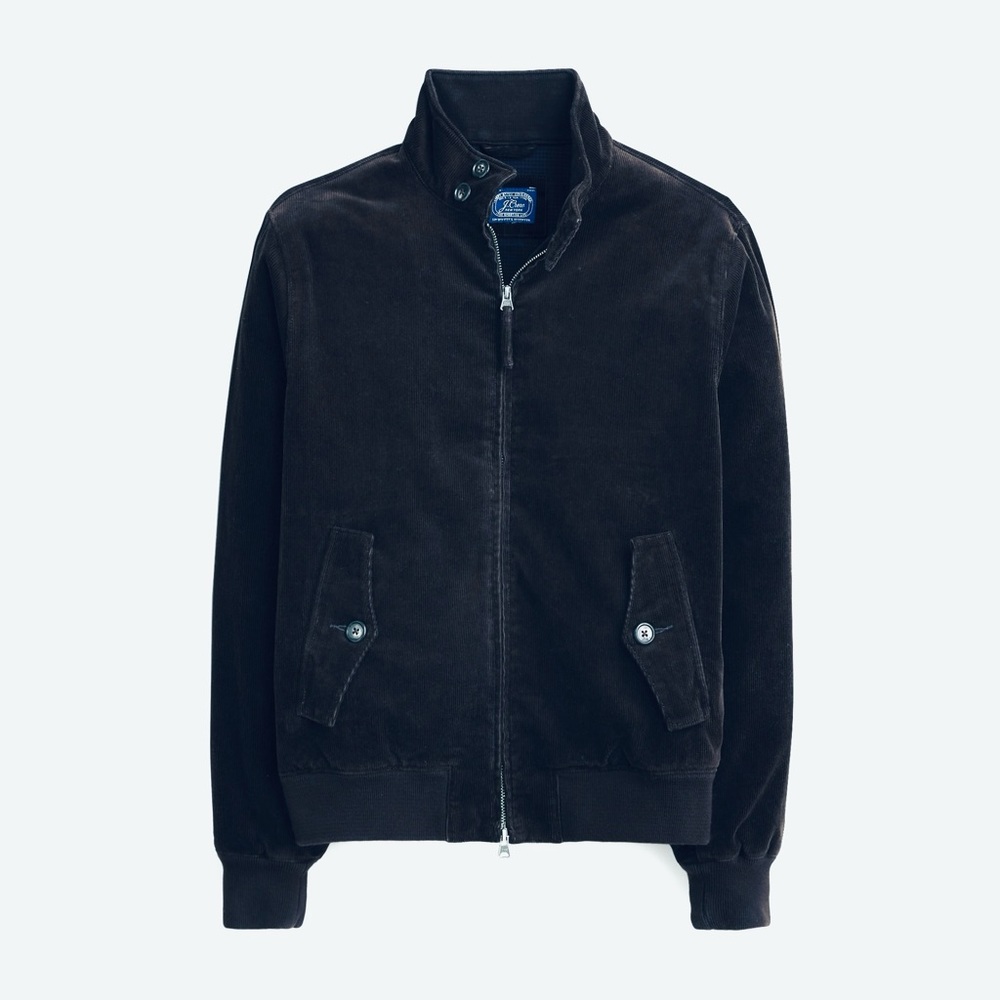 J Crew Harrington Navy Corduroy Bomber Jacket